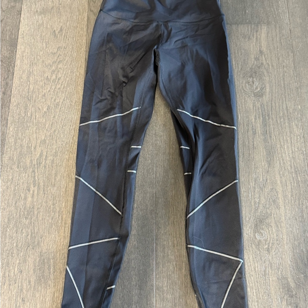 Lululemon Black Leggings with Silver Accents